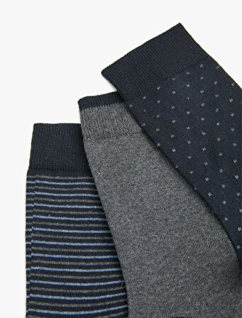 Çizgili 3'lü Soket Çorap Seti Çok Renkli