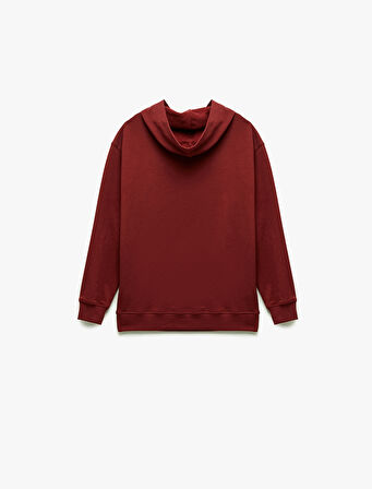 Şardonlu Kapşonlu Uzun Kollu Baskılı Pamuklu Oversize Sweatshirt