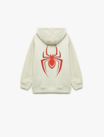 Lisanslı Örümcek Adam Baskılı Uzun Kollu Şardonlu Pamuklu Kapşonlu Sweatshirt
