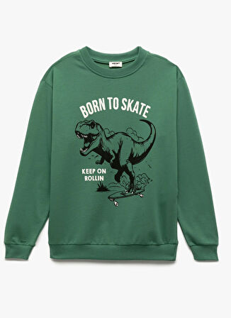 Koton Baskılı Erkek Çocuk Yeşil Sweatshırt 6WKB10175TK