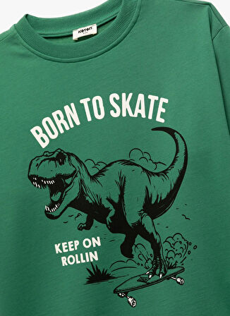 Koton Baskılı Erkek Çocuk Yeşil Sweatshırt 6WKB10175TK