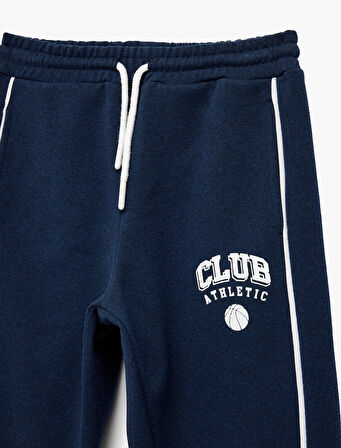 Cepli Beli Bağlamalı Çizgili Baskılı Loose Fit Eşofman Altı