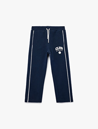 Cepli Beli Bağlamalı Çizgili Baskılı Loose Fit Eşofman Altı