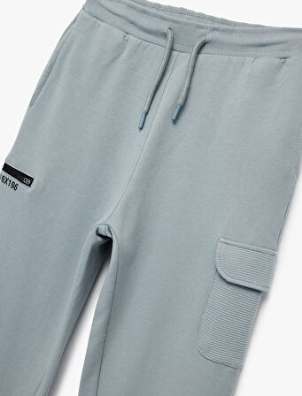 Şardonlu Cepli Beli Bağcıklı Pamuklu Jogger Eşofman Altı
