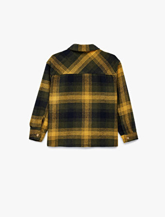 Klasik Yaka Cepli Uzun Kollu Ekose Oduncu Gömlek