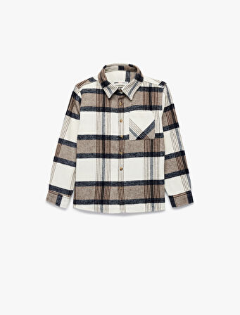 Flanel Kumaş Cepli Uzun Kollu Klasik Yaka Oduncu Gömleği