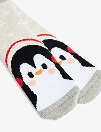 Penguen Detaylı Pamuklu Havlu Çorap 