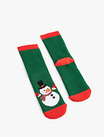 Kardan Adam Detaylı Pamuklu Havlu Çorap 