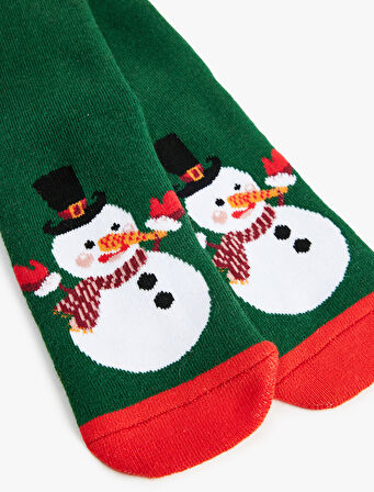 Kardan Adam Detaylı Pamuklu Havlu Çorap 