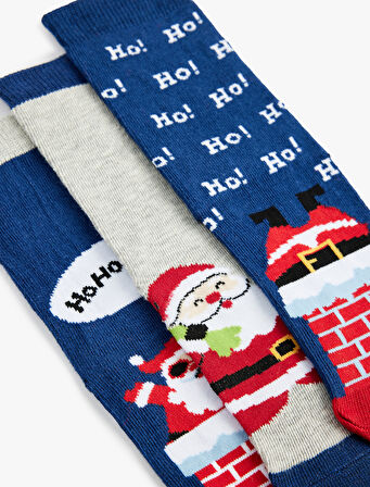 Yılbaşı Temalı 3'lü Pamuklu Çorap Seti