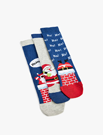 Yılbaşı Temalı 3'lü Pamuklu Çorap Seti