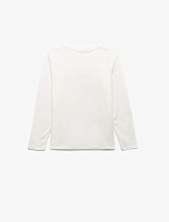 Pamuklu Uzun Kollu Bisiklet Yaka Anime Baskılı Tişört