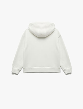 Şardonlu Uzun Kollu Oversize Kapşonlu Sweatshirt