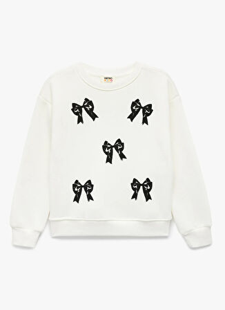 Koton Baskılı Kız Çocuk Ekru Sweatshırt 6WKG10211AK