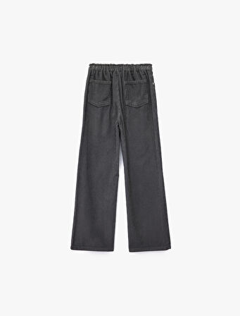 Pamuklu Yüksek Bel Bağcıklı Geniş Paça Pantolon