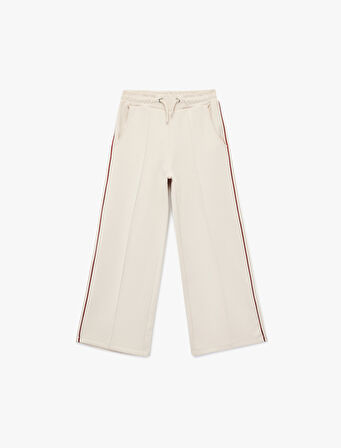 Pamuklu Beli Bağcıklı Cepli Geniş Paça Eşofman Altı