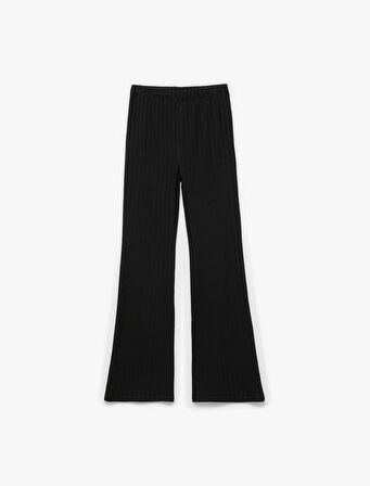 Viskon Karışımlı Beli Lastikli İspanyol Paça Pantolon