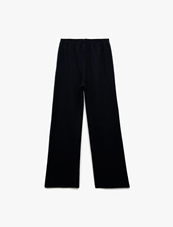 Viskon Karışımlı Beli Lastikli Basic Geniş Paça Pantolon