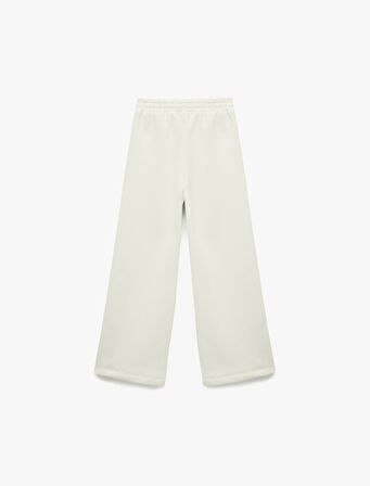 Şardonlu Baskılı Beli Lastikli Biyeli Geniş Paça Eşofman Altı