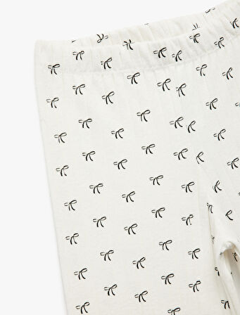 Kaşkorse Viskon Karışımlı Beli Lastikli Fiyonk Baskılı Geniş Paça Pantolon