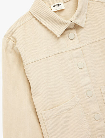 Pamuklu Uzun Kollu Oversize Kadife Gömlek