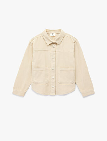 Pamuklu Uzun Kollu Oversize Kadife Gömlek