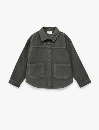 Pamuklu Uzun Kollu Oversize Kadife Gömlek