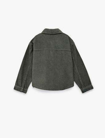 Pamuklu Uzun Kollu Oversize Kadife Gömlek