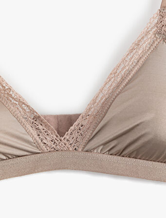 Dantel Detaylı Rahat Kalıp Desteksiz Balensiz Sütyen