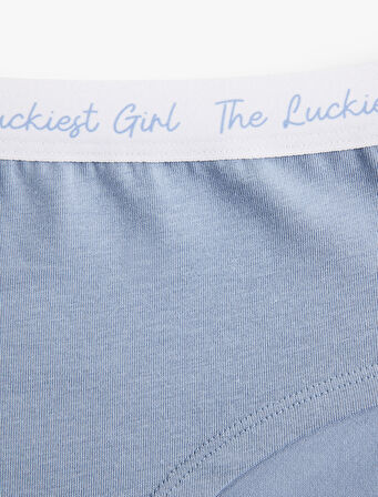 Yüksek Bel Pamuklu Baskılı Bel Detaylı Rahat Kalıp Hipster Külot