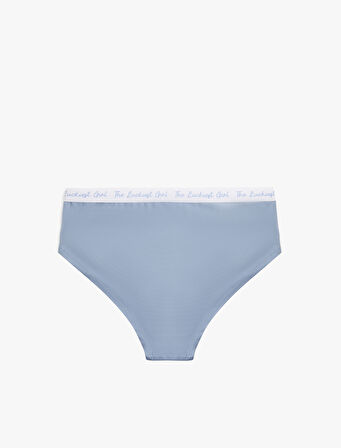 Yüksek Bel Pamuklu Baskılı Bel Detaylı Rahat Kalıp Hipster Külot