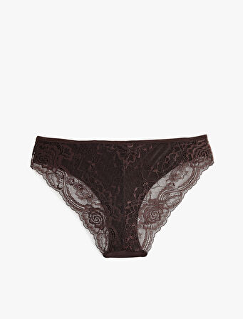 Rahat Kalıp Arkası Dantelli Baskılı Brazilian Külot