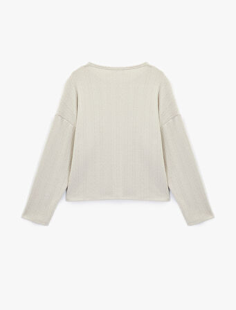 Bisiklet Yaka Rahat Kesim Uzun Kollu Pijama Üstü