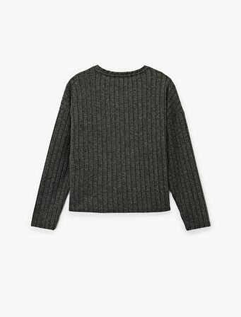 Uzun Kollu Bisiklet Yaka Rahat Kalıp Pijama Üstü