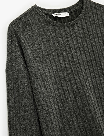 Uzun Kollu Bisiklet Yaka Rahat Kalıp Pijama Üstü