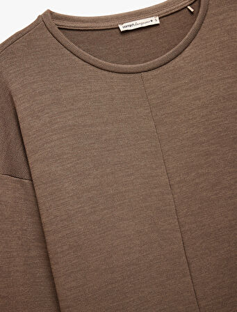 Rahat Kalıp Uzun Kollu Bisiklet Yaka Triko Pijama Üstü