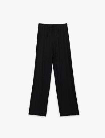 Modal Kumaş Dokulu Düz Bol Paça Pijama Altı