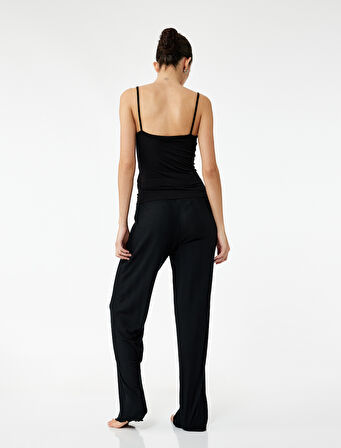 Modal Kumaş Dokulu Düz Bol Paça Pijama Altı