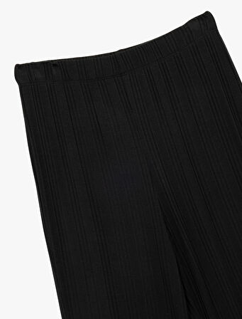 Modal Kumaş Dokulu Düz Bol Paça Pijama Altı