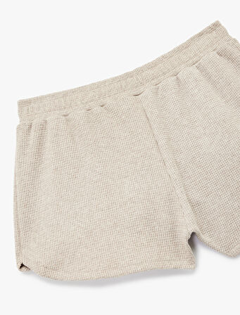 Dokulu Waffle Kumaş Mini Şort Pijama Altı