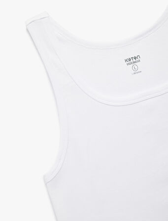 Bisiklet Yaka Kolsuz Slim Fit Ribanalı Pamuklu 2'li Atlet Seti