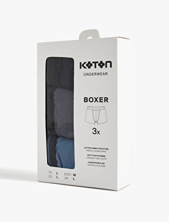 Pamuklu Regular Fit Şerit Detaylı 3'lü Boxer Seti