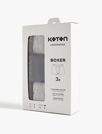 Baskılı Lastikli Basic Pamuklu 3'lü Boxer Seti