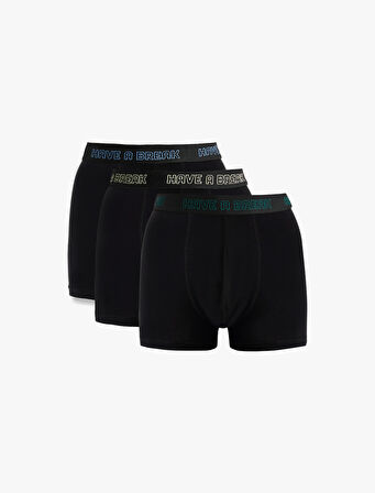 Pamuklu Baskılı Bel Detaylı 3'lü Boxer Seti