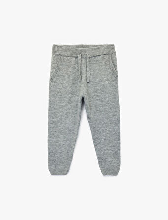 Beli Bağcıklı Basic Triko Pantolon