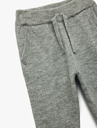 Beli Bağcıklı Basic Triko Pantolon