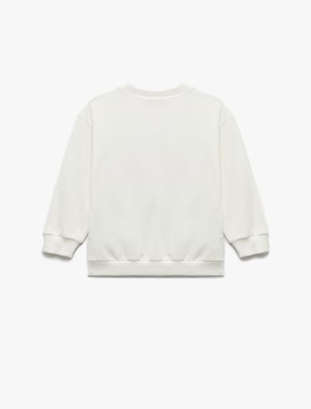 Pamuklu Uzun Kollu Bisiklet Yaka Şardonlu Sweatshirt