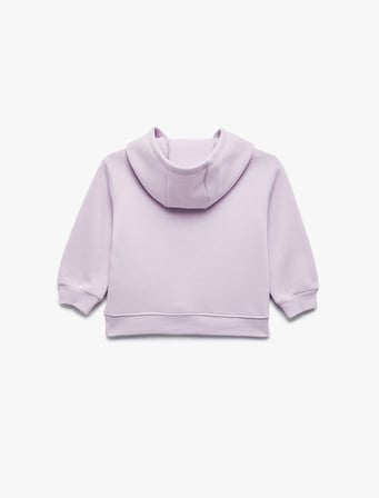 Uzun Kollu Kapşonlu Kelebek Baskılı Sweatshirt