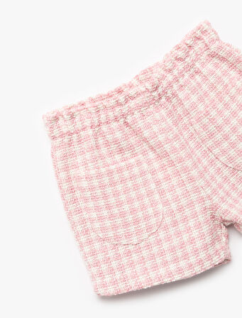 Beli Lastikli Cepli Düğmeli Tüvit Şort