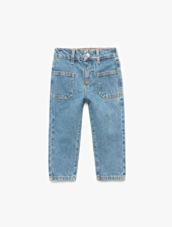 Pamuklu Cep Detaylı Denim Pantolon
